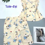 Đồ bộ vải tole quần lửng áo sát nách bèo hình bông thú