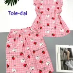 Đồ bộ vải tole quần lửng áo sát nách bèo hình bông thú
