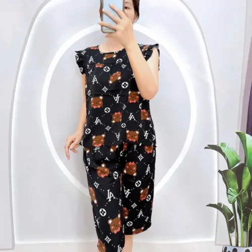 Đồ bộ vải tole quần lửng áo sát nách bèo nhiều hoạ tiết
