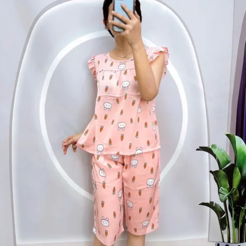 Đồ bộ vải tole quần lửng áo sát nách bèo nhiều hoạ tiết