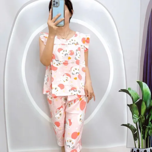 Đồ bộ vải tole quần lửng áo sát nách bèo nhiều hoạ tiết