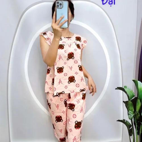 Đồ bộ vải tole quần lửng áo sát nách bèo nhiều hoạ tiết
