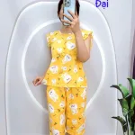 Đồ bộ vải tole quần lửng áo sát nách bèo nhiều hoạ tiết