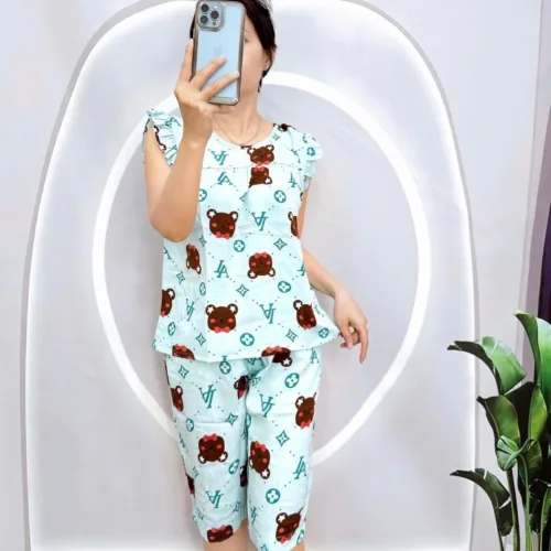 Đồ bộ vải tole quần lửng áo sát nách bèo nhiều hoạ tiết
