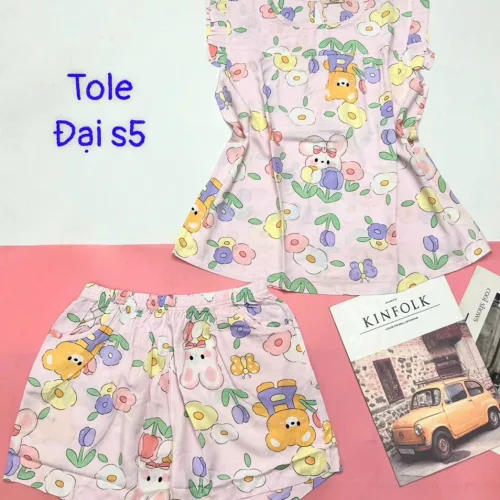 Đồ bộ vải tole số 5 quần lửng áo sát nách bèo nhiều hoạ tiết