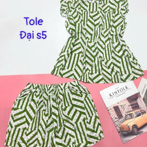 Đồ bộ vải tole số 5 quần lửng áo sát nách bèo nhiều hoạ tiết