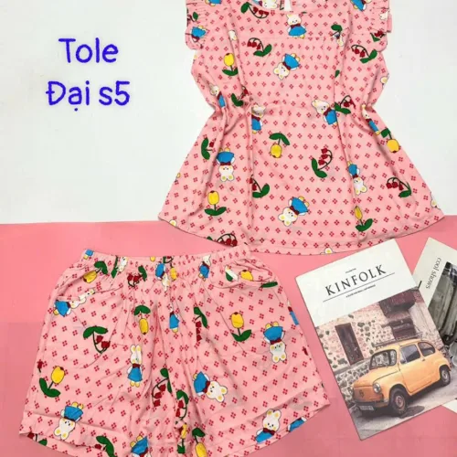 Đồ bộ vải tole số 5 quần lửng áo sát nách bèo nhiều hoạ tiết