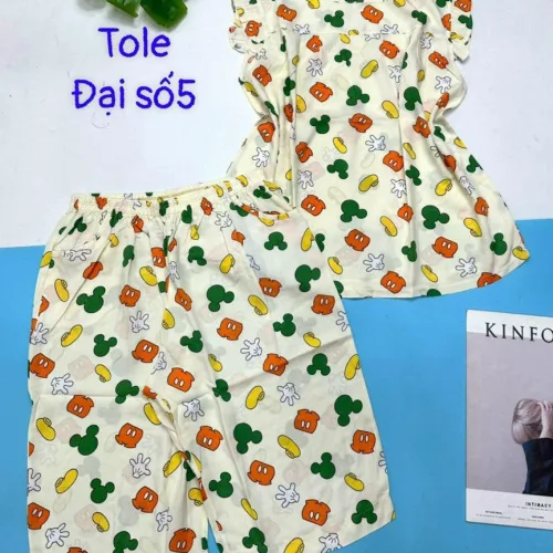 Đồ bộ vải tole số 5 quần lửng áo sát nách bèo nhiều hoạ tiết và thú