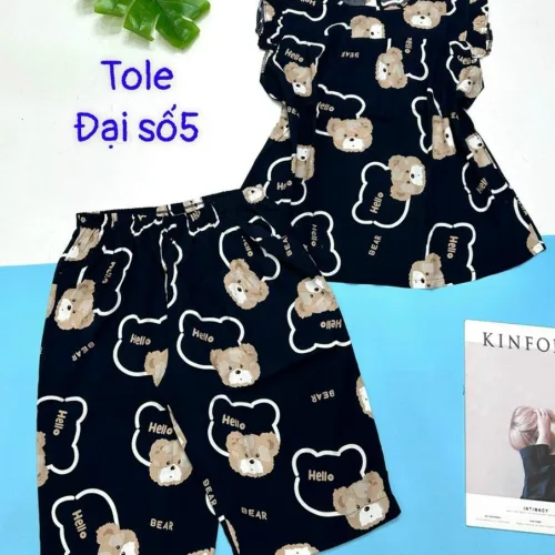 Đồ bộ vải tole số 5 quần lửng áo sát nách bèo nhiều hoạ tiết và thú