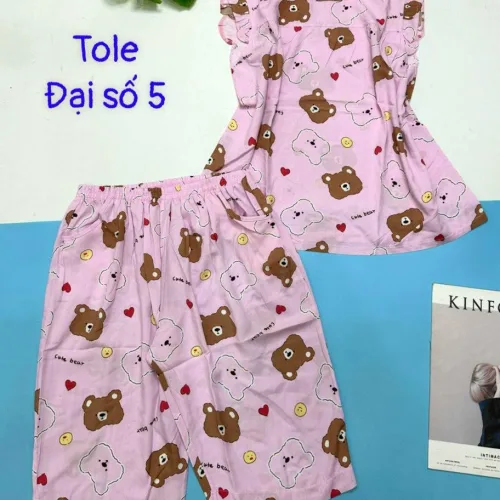Đồ bộ vải tole số 5 quần lửng áo sát nách bèo nhiều hoạ tiết và thú