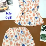 Đồ bộ vải tonl form lớn quần đùi áo sát nách bèo in hoạ tiết