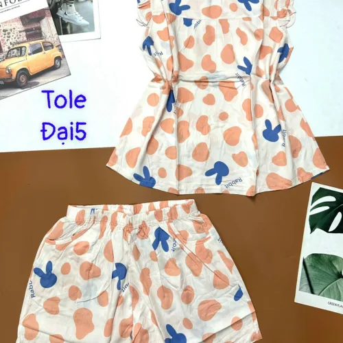 Đồ bộ vải tonl form lớn quần đùi áo sát nách bèo in hoạ tiết