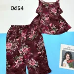 Đồ bộ vải tonl quần lửng áo hai dây tầng hoạ tiết