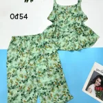 Đồ bộ vải tonl quần lửng áo hai dây tầng hoạ tiết