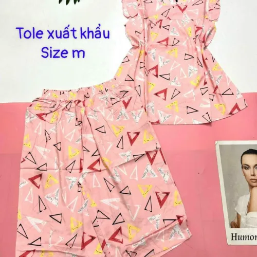 Đồ bộ vải tonl xuất khẩu quần lững áo sát nách bèo in hoạ tiết
