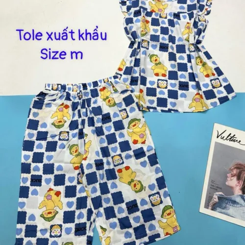 Đồ bộ vải tonl xuất khẩu quần lững áo sát nách bèo in hoạ tiết