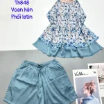 Đồ bộ voan hàn quần dài áo sát nách hoạ tiết hoa