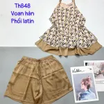 Đồ bộ voan hàn quần dài áo sát nách hoạ tiết hoa