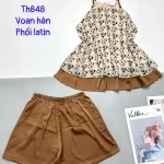 Đồ bộ voan hàn quần dài áo sát nách hoạ tiết hoa