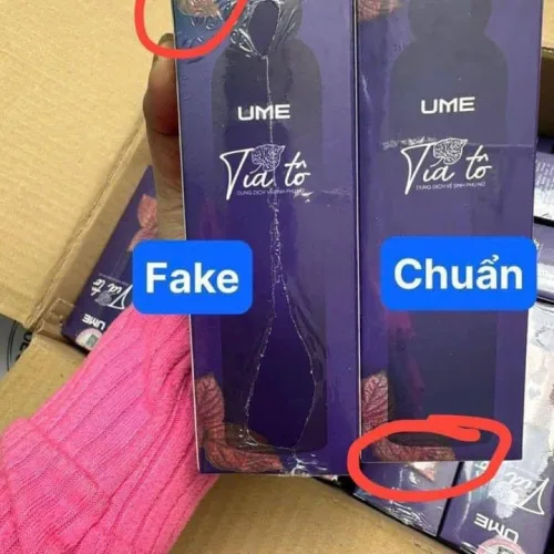 Phân biệt thật giả dung dịch vệ sinh UME Tía Tô Ngọc Trinh