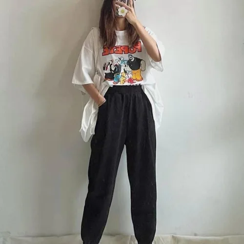 Quần jogger nữ suông rộng 2 màu