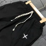 Quần jogger nữ vải đũi xước thêu logo nhiều size