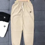 Quần jogger nữ vải đũi xước thêu logo nhiều size
