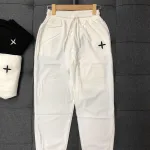 Quần jogger nữ vải đũi xước thêu logo nhiều size