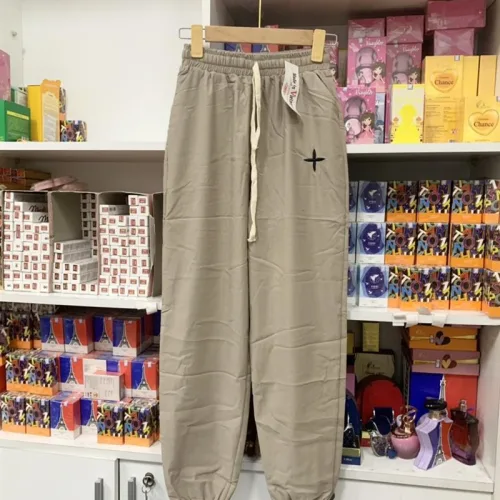 Quần jogger nữ vải đũi xước thêu logo nhiều size