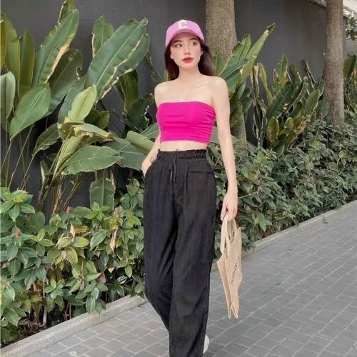 Quần jogger nữ vải kaki xước