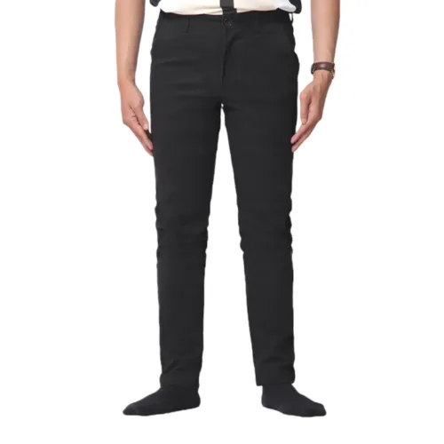 Quần Kaki Dài Nam Co Giãn Màu Đen