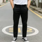 Quần Kaki Dài Nam Co Giãn Màu Đen