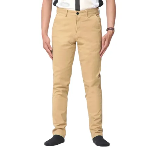 Quần Kaki Dài Nam Co Giãn Màu Kem
