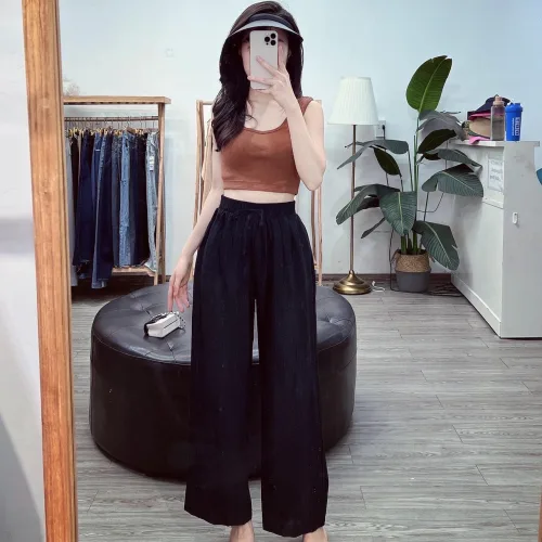 Quần nữ ống rộng vải tơ tầm siêu đẹp