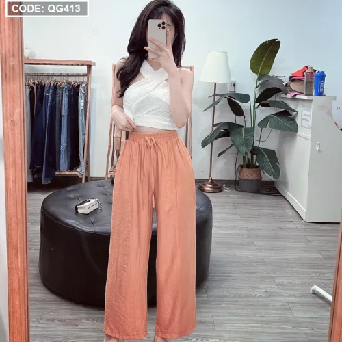 Quần nữ ống rộng vải tơ tầm siêu đẹp