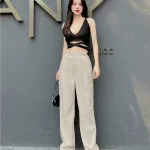 Quần Nữ ống suông vải nhung tăm