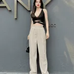 Quần Nữ ống suông vải nhung tăm
