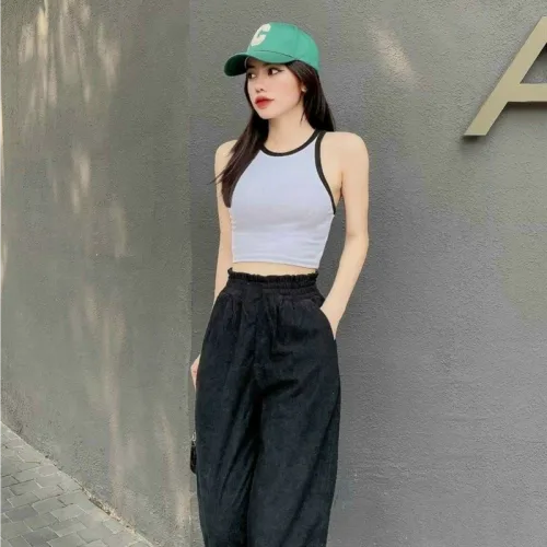 Quần Nữ ống suông vải nhung tăm