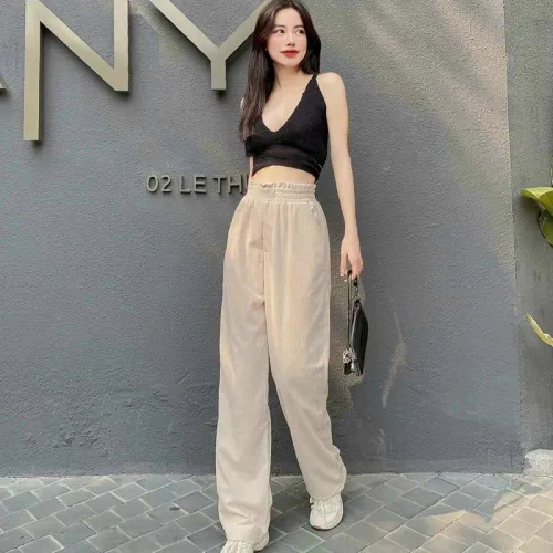 Quần Nữ ống suông vải nhung tăm
