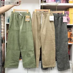 Quần nữ tăm nhung ống rộng hàng may kỹ bao không rách đường may