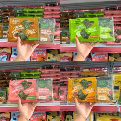 Rong Biển Ăn Liền Bibigo Gồm 4 Vị (Truyền Thống, Dầu Mè, Muối Hồng, BBQ) - 1 Lốc 3 Gói