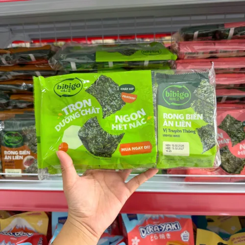 Rong Biển Ăn Liền Bibigo Gồm 4 Vị (Truyền Thống, Dầu Mè, Muối Hồng, BBQ) - 1 Lốc 3 Gói