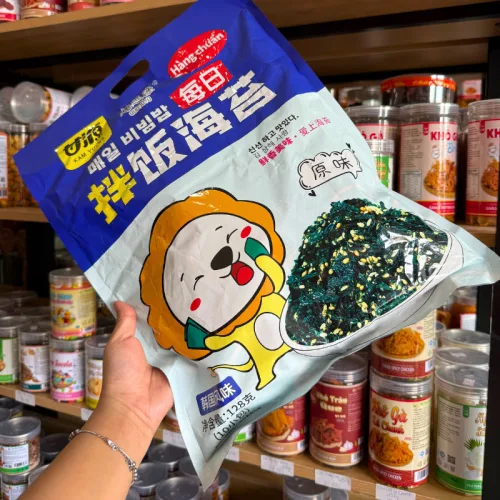 Rong Biển Rắc Cơm Ăn Liền QUDOUYU Hình Con Sư Tử Bịch Xanh Dương Vị Thuyền Thống 128gr