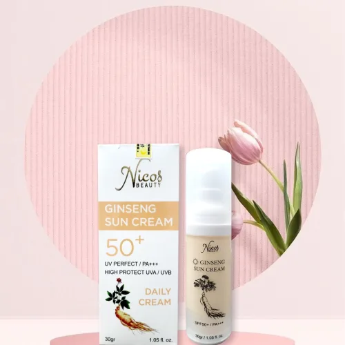 Sáng sớm vỗ nhẹ kem chống nắng rễ sâm NICOS lên da là hết bài