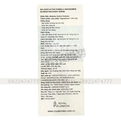 Serum Balance Active Formula Niacinamide 15% 30ml Giúp Trắng Da Mờ Thâm