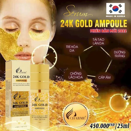 Serum Dưỡng Trắng Da Hàn Quốc Charme 24k Gold Ampoule