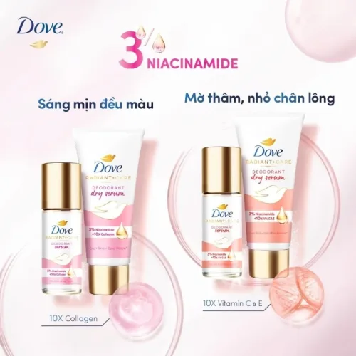 Serum Khử Mùi Dưỡng Trắng Dove 3% Niacinamide + 10x Collagen Tuýp Màu Tím 40ml