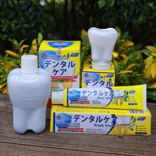 Serum trắng răng dental care + Nước xúc miệng dental care tặng 1 bột trắng răng dental care