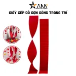 Set 10 Dây Quạt Xoắn Đỏ - Dải Giấy Gấp Nếp Gợn Sóng Trang Trí Tết