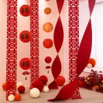 Set 10 Dây Quạt Xoắn Đỏ - Dải Giấy Gấp Nếp Gợn Sóng Trang Trí Tết